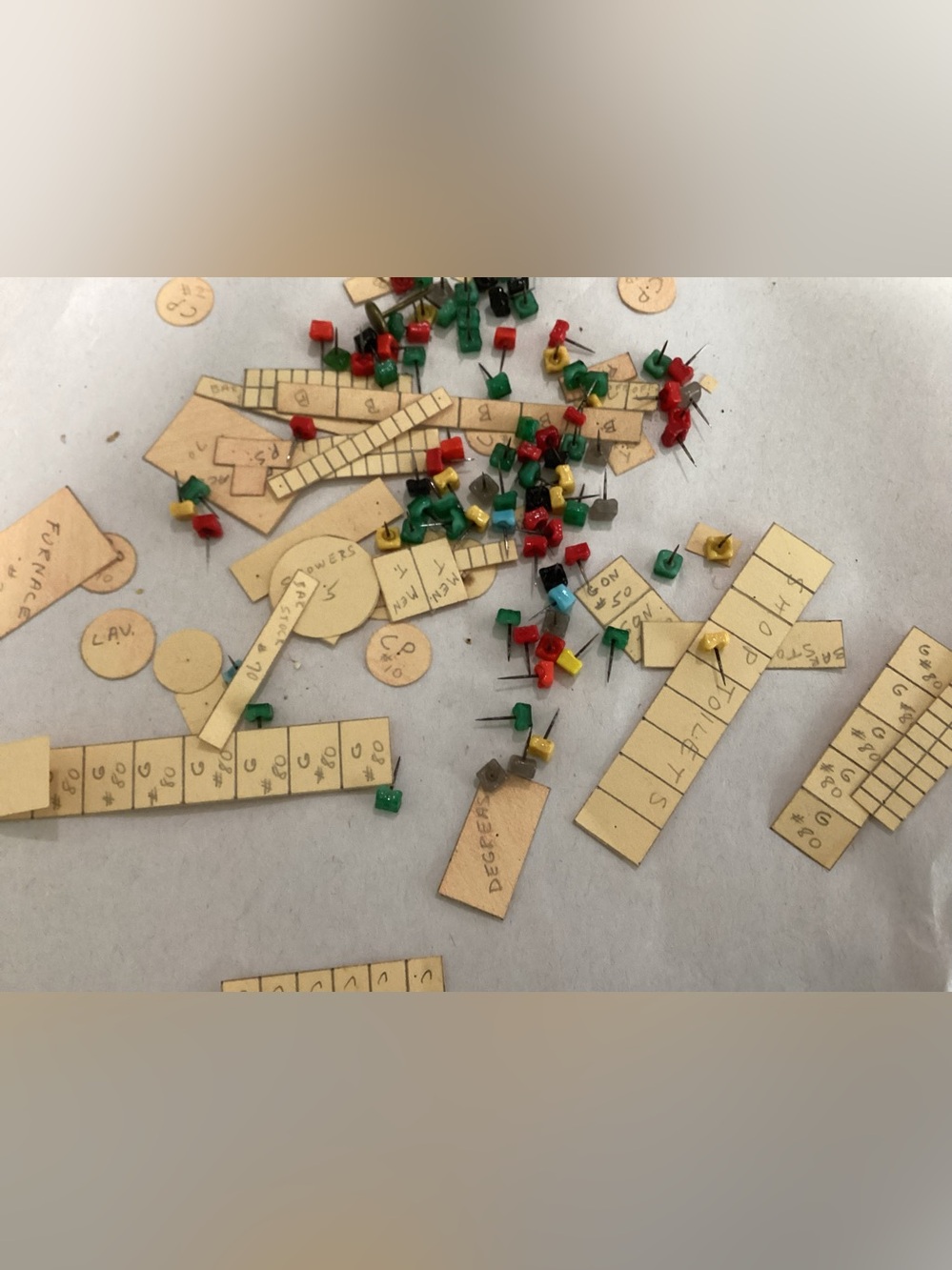 Vintage push-pins Bakelite.. Manfacture or warehouse inventory tracking.